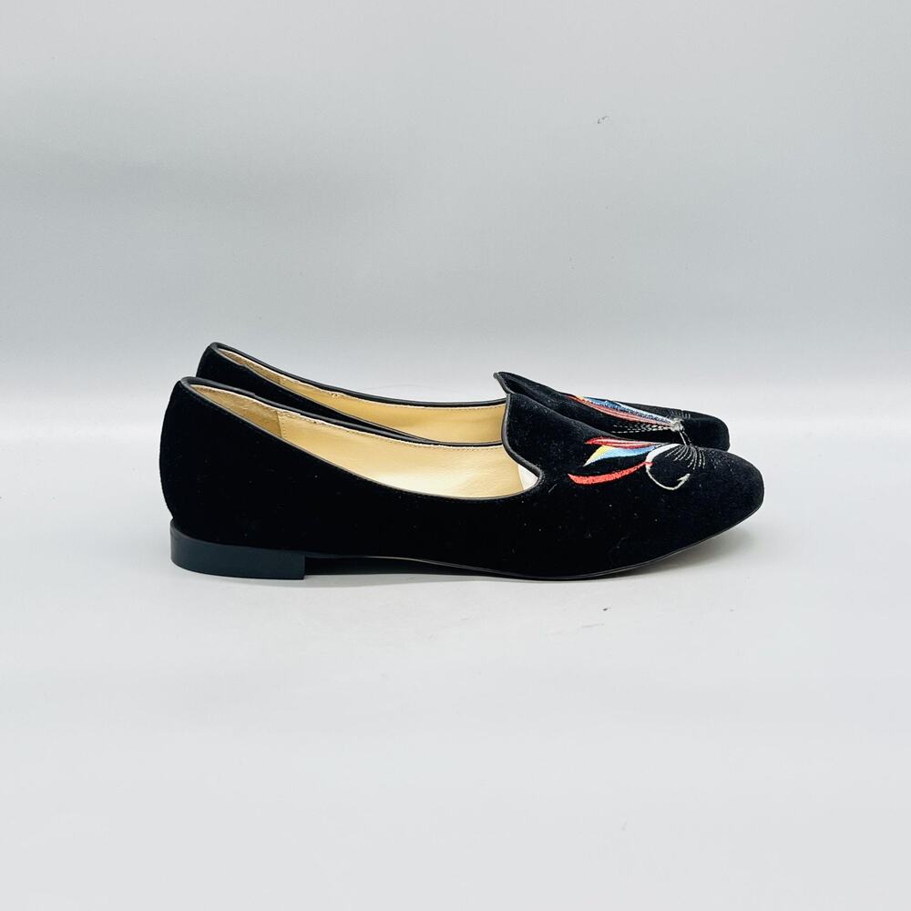 Skylar Blake Shoes Womens 8.5 Black Velvet Embroidered Loafer Flats Slip On